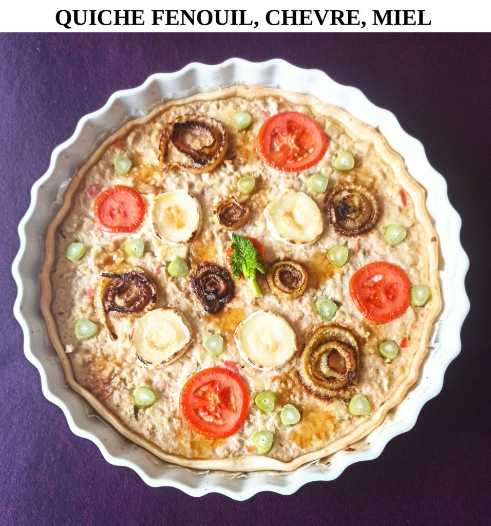 quiche, fenouil, recette, végétarien, fromage de chèvre, miel